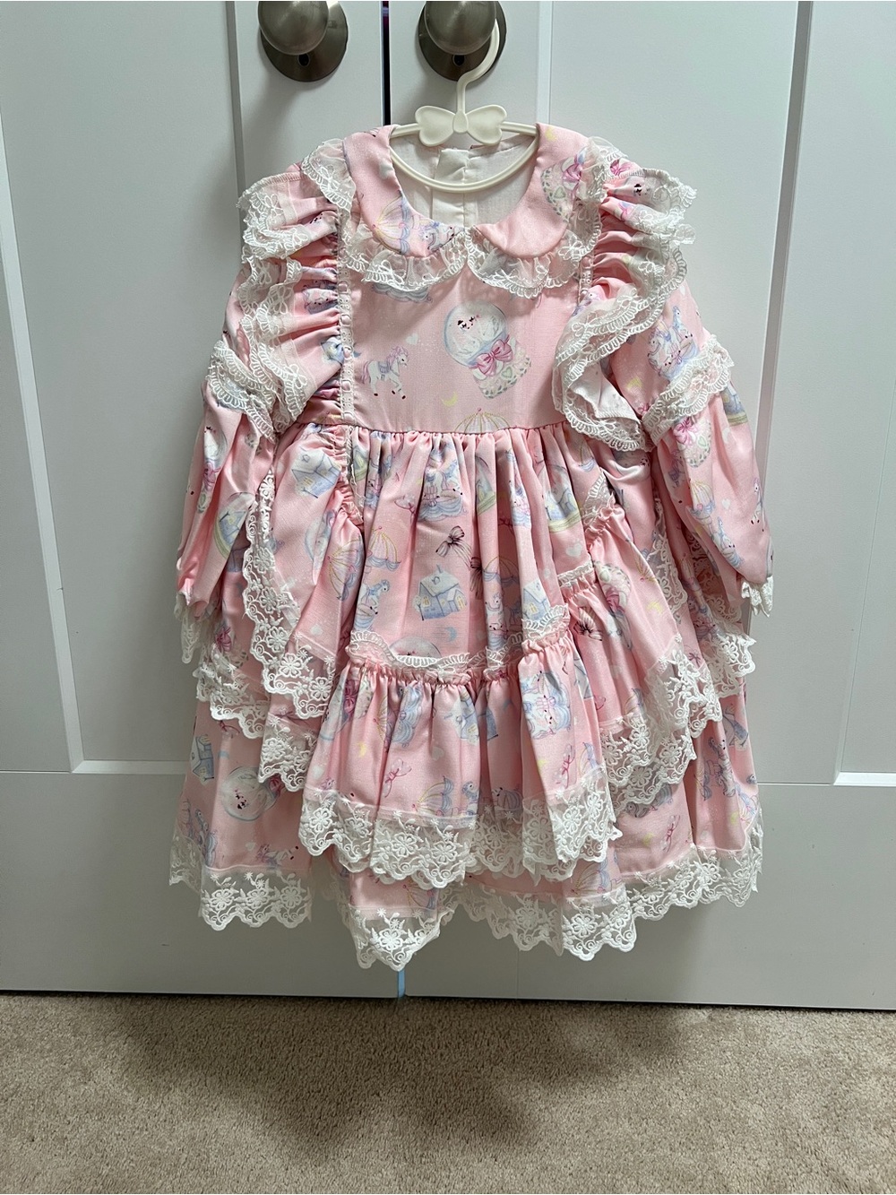 Pink Lace Ruffle Kids Costume Dress